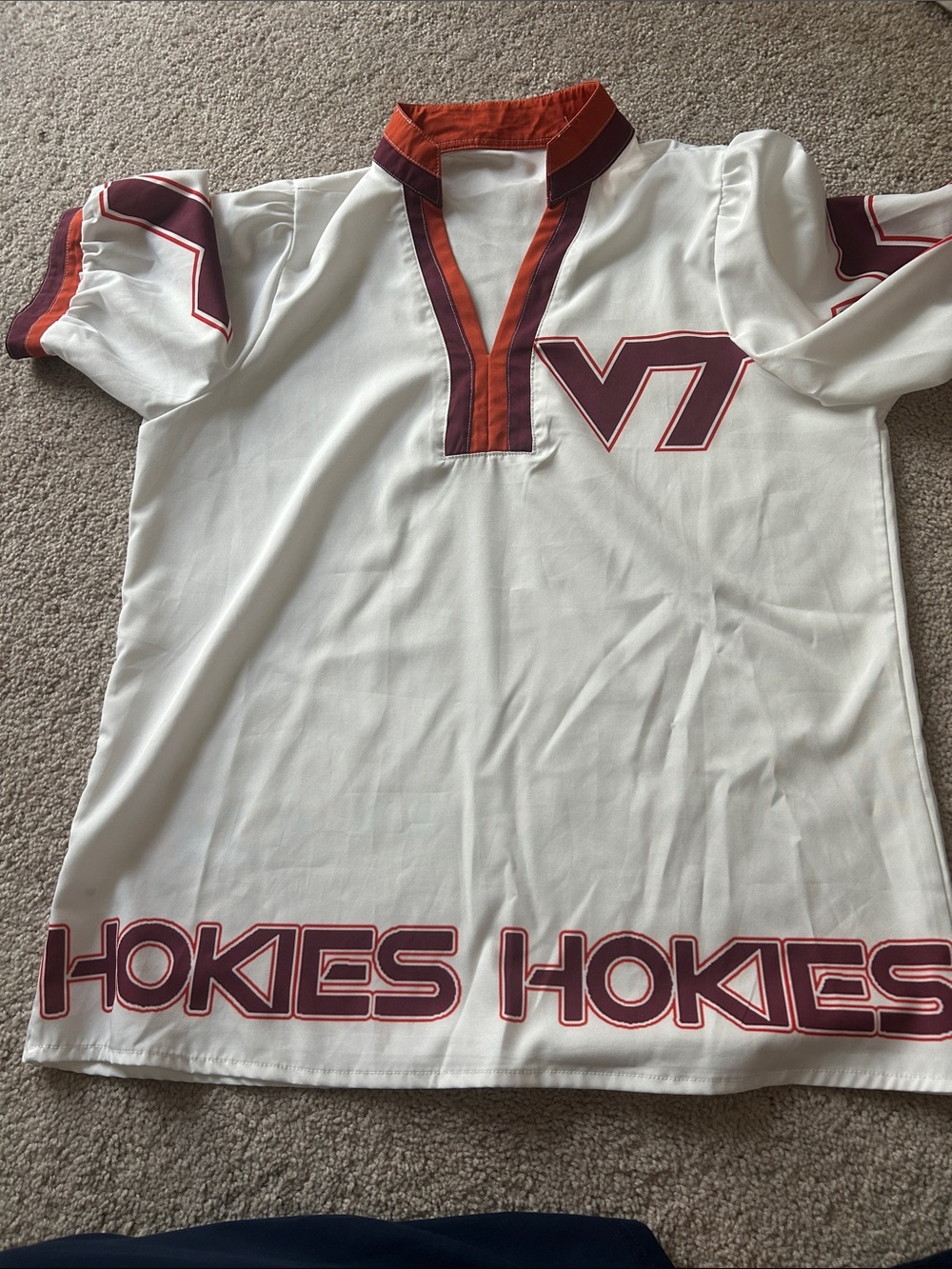 Women’s small boutique VA Tech Hokies  Collared Tee - White & Maroon like new
